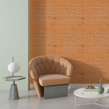 Самоклеюча декоративна 3D панель Бамбук Дерево Золото 500х500х5мм SW-00002885