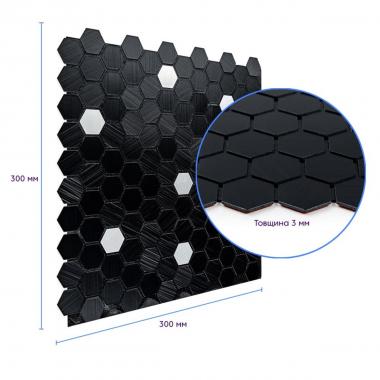 Самоклеюча алюмінієва плитка 300х300х3мм Чорна мозаїка SW-00001929