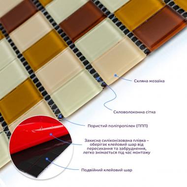 Мозаика из декоративного стекла 298х298х4,5мм Коричневая SW-00002363