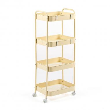 Етажерка мобільна чотириярусна універсальна з металу 45х30х103см Кремова SW-00002114