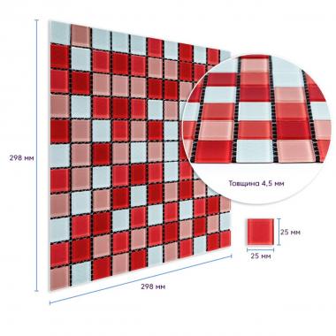 Мозаика из декоративного стекла 298х298х4,5мм Красная SW-00002367