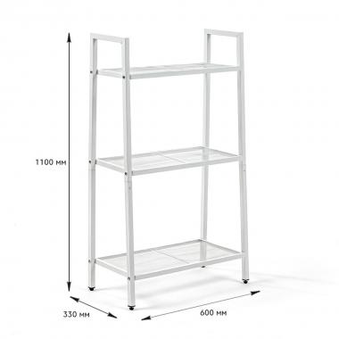 Стелаж-етажерка триярусний з металу 60х33х110см Білий SW-00002103