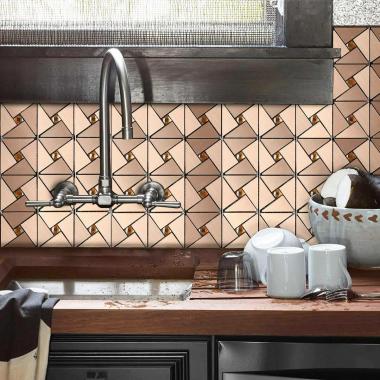 Самоклеюча алюмінієва плитка 300х300х3мм Мідна зі стразами SW-00001416 (D)