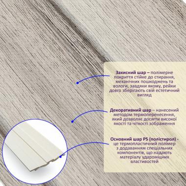 Рейка декоративная PS 2900х119х12мм Серебристый дуб SW-00002143-