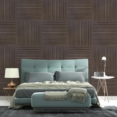 Покрытие виниловое самоклеющееся 3D рейки 600х600х2,8мм Дымчатый каштан SW-00002195