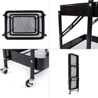Етажерка мобільна триярусна універсальна з металу 46,5х29х77,5см Чорна SW-00002099