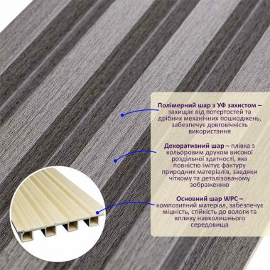 Рейка декоративна WPC стінова 3000х165х23мм Олов'яний SW-00001530