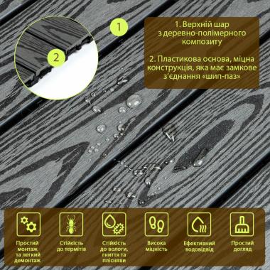 Композитная плитка ДПК 300х600х23 мм SW-00003293