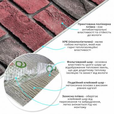 Обои самоклеющиеся 2800х500х1,5мм Красный екатериновлавский кирпич (D) SW-00001944