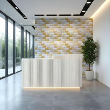 Декоративная ПВХ панель 960х480х4мм Бело-бежевый клинкерный кирпич SW-00001430