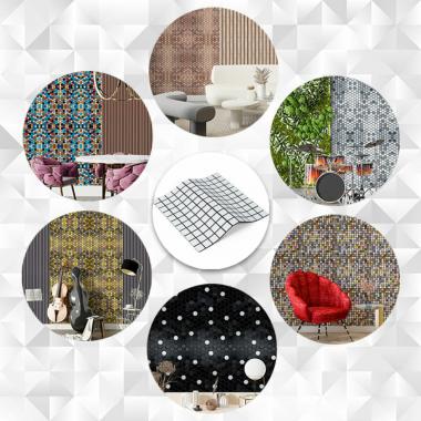 Самоклеюча алюмінієва плитка 300х300х3мм Біла мозайка SW-00001775