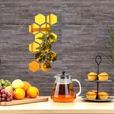 Зеркальный декор акриловый самоклеющийся 80*70мм золото, 12шт (D) SW-00002515