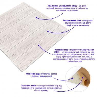 Самоклеющаяся декоративная 3D панель 700x700x4мм Белое дерево (383) SW-00000652