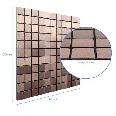 Самоклеюча алюмінієва плитка 300х300х3мм мідна мозаїка SW-00001157