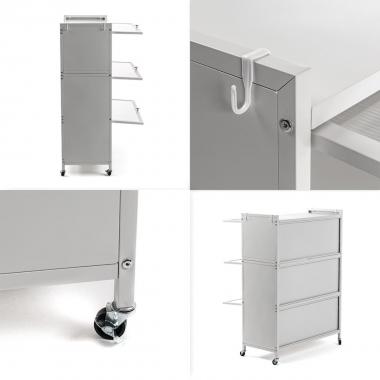 Шафа мобільна для зберігання розкладна триярусна з сталі 70х36х112,8см Світло-сірий SW-00002116
