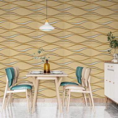 Самоклеюча 3D панельі 700x700x5мм золоті хвилі (194) SW-00000766