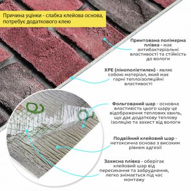 Уцінка Шпалери самоклеючі 2800х500х1,5мм Червона катеринославська цегла (D) SW-00003389
