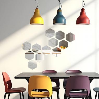 Зеркальный декор акриловый самоклеющийся 150*175мм серебро,12шт(D) SW-00002514