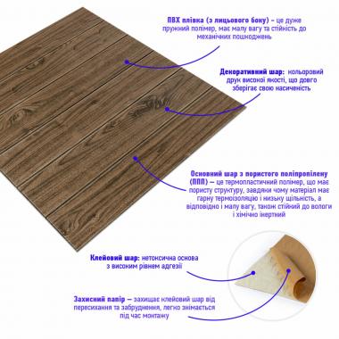 Декоративная 3D панель самоклейка 700x700x5мм Темный дуб (083) SW-00000018