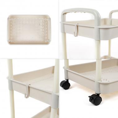 Етажерка мобільна триярусна універсальна пластикова 41х25х72см Слонова кістка SW-00002435