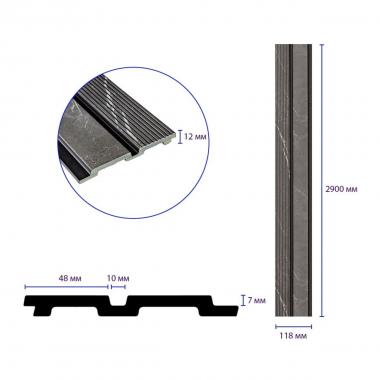 Рейка декоративная PS 2900х118х12мм Серый мрамор SW-00001751