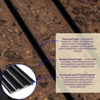 Рейка декоративная PS 2900х115х12мм Темно-коричневый с золотыми вкраплениями SW-00001737
