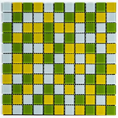 Мозаика из декоративного стекла 298х298х4,5мм Желто-зелёная SW-00002362