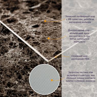 Декоративная ПВХ плита 600х600х3мм Серый темно-серый мрамор (S) SW-00001628