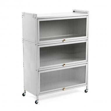 Шафа мобільна для зберігання розкладна триярусна з сталі 70х36х112,8см Світло-сірий SW-00002116