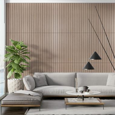 Покрытие виниловое самоклеющееся 3D рейки 600х600х2,8мм Тик ореховый SW-00002202