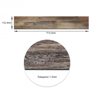 Самоклеящаяся виниловая плитка 152.4х914.4х1.5мм Под старину, цена за 1 шт. (СВП-005) Матовая SW-00000285