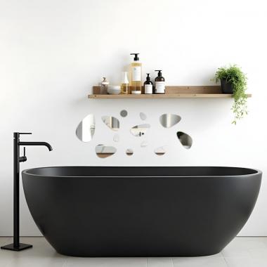 Зеркальный декор акриловый самоклеющийся Камешки серебро, 12шт (D) SW-00002496