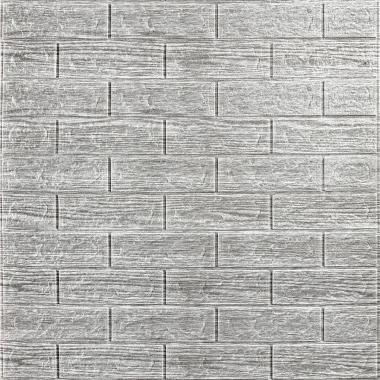 Самоклеюча декоративна 3D панель 700х770х5мм Сіра смужка цегла (183) SW-00000488