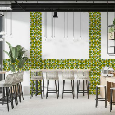 Мозаика из декоративного стекла 298х298х4,5мм Желто-зелёная SW-00002362