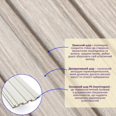 Рейка декоративная PS 2900х115х12мм Светлый дуб SW-00002129