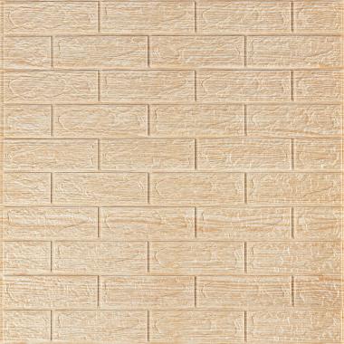 Самоклеюча декоративна 3D панель 700х770х5мм Бежева смужка цегла (184) SW-00000489