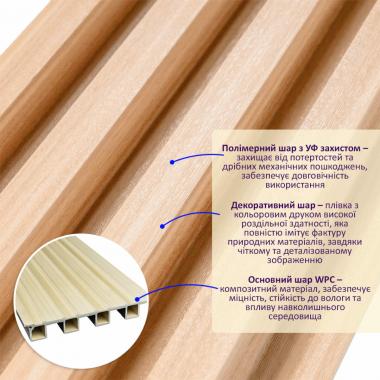 Рейка декоративна WPC стінова 3000х165х23мм Світлий дуб SW-00001854