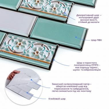 Декоративная ПВХ плитка на самоклейке 300х300х5мм Мятная, цена за 1 шт. (СПП-505) SW-00001139