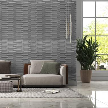 3D панель самоклеющаяся кладка 770х700х5мм Серебро (034) SW-00000217