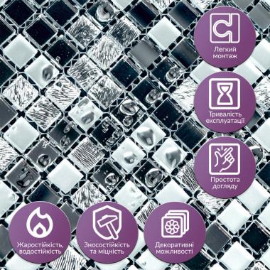 Мозаика зеркальная 298х298х4,5мм Серебро SW-00002371