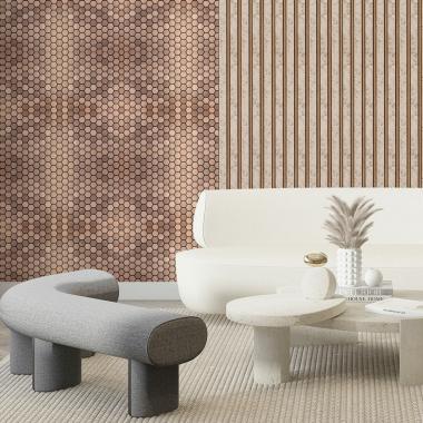 Самоклеющаяся алюминиевая плитка 300х300х3мм Золотые соты SW-00001924