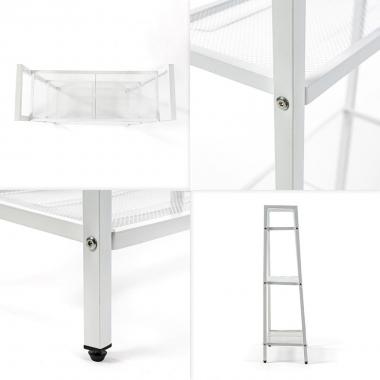 Стелаж-етажерка триярусний з металу 60х33х110см Білий SW-00002103