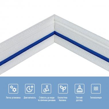 Плінтус РР самоклеючий 2300х70х4мм Білий з синьою смужкою (D) SW-00001831