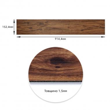 Самоклеящаяся виниловая плитка 152.4х914.4х1.5мм Темное дерево, цена за 1 шт. (СВП-004) Матовая SW-00000222