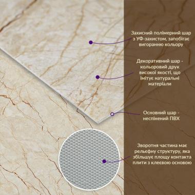 Декоративна ПВХ плита 600х600х3мм Світло-бежевий мармур (S) SW-00001629