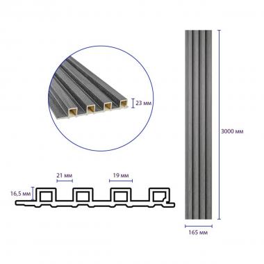 Рейка декоративна WPC стінова 3000х165х23мм Вугілля SW-00001534