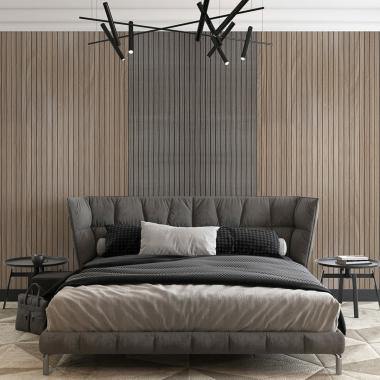 Покрытие виниловое самоклеющееся 3D Рейки в рулоне Металический пепел 600х2900х3мм SW-00002903