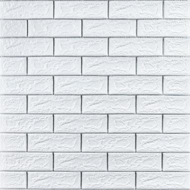 Самоклеюча 3D панель 700х770х5мм Біла цегла смужка срібло (100-5) SW-00000753