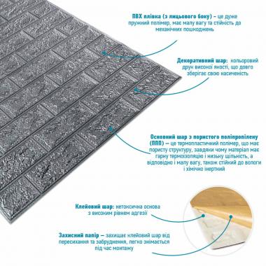 R017-2 Панель стеновая в рулоне 3D 700х3080х2мм Серый Кирпич (D) SW-00002535