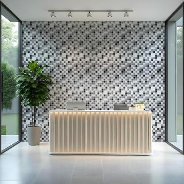 Декоративная ПВХ панель 960х480х4мм Черно-белая мозаика SW-00001432